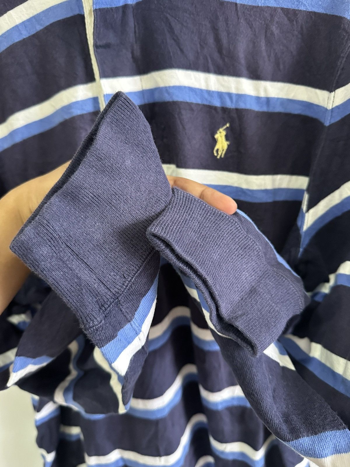 Polo Ralph Lauren × Vintage Vintage Polo Ralph Lauren Polo Rugby Stripe Colar L/S Size US XL / EU 56 / 4 - 3 Thumbnail