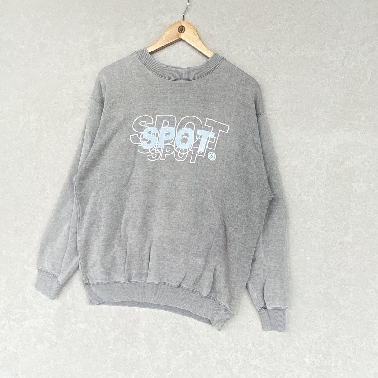 Vintage Spot Printed Crewneck Sweatshirt Gray Color Size L