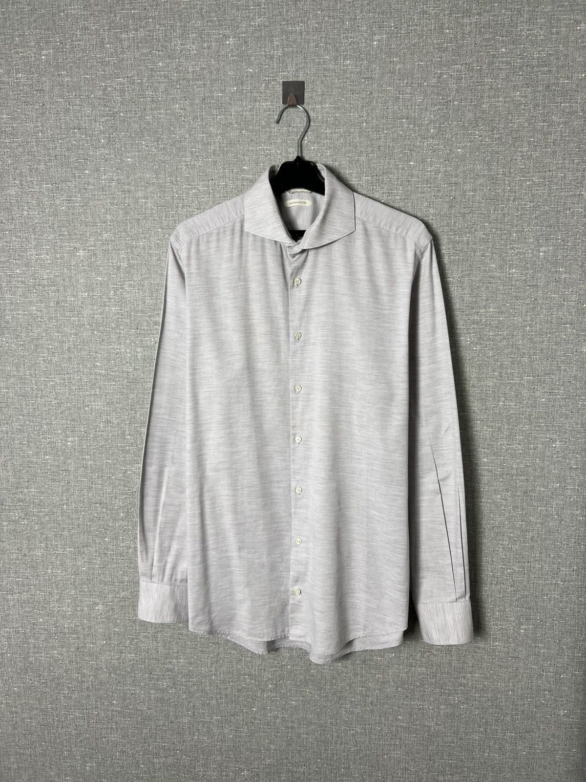 Suitsupply Suitsupply Egyptian Cotton Button Shirt Light Grey Slim Fit Size US M / EU 48-50 / 2 - 3 Thumbnail