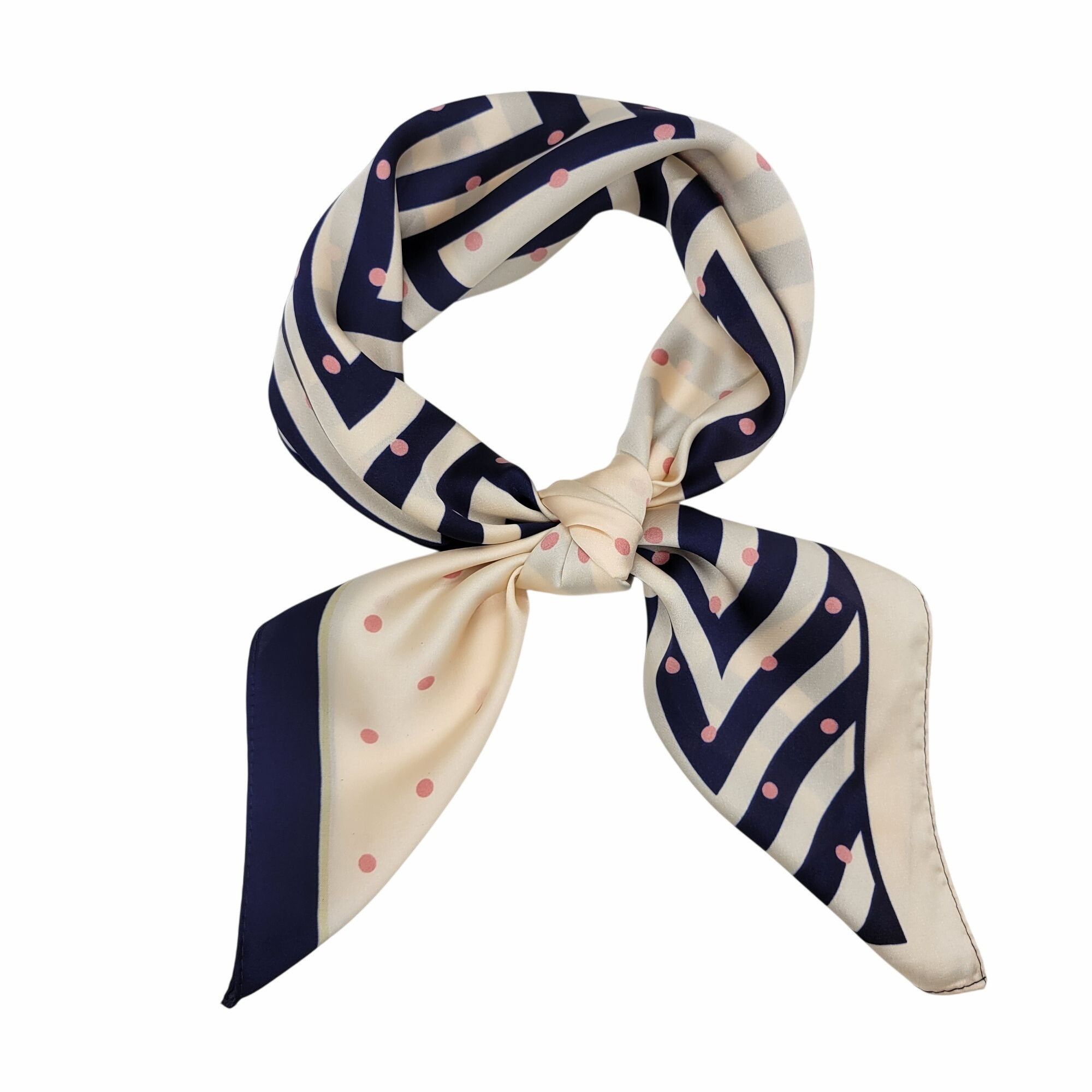 Other ⭐New Elegant Silky Satin Scarf Handkerchief blue Beige lines Size ONE SIZE - 3 Thumbnail