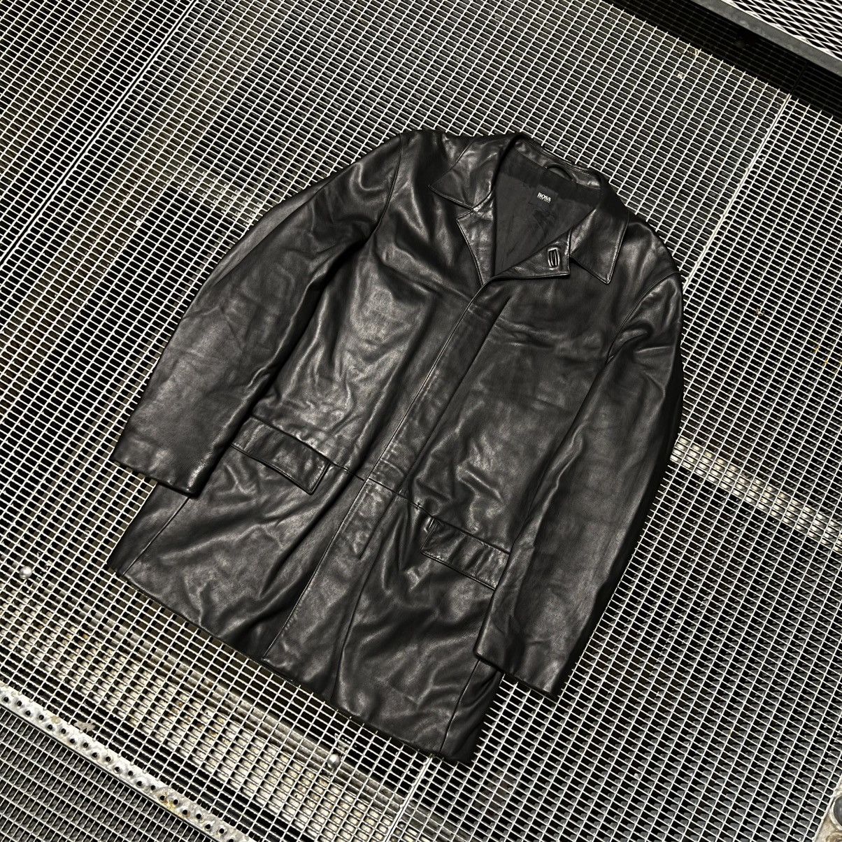 Hugo Boss Vintage Hugo Boss black leather coat Jacket Size US L / EU 52-54 / 3 - 1 Thumbnail