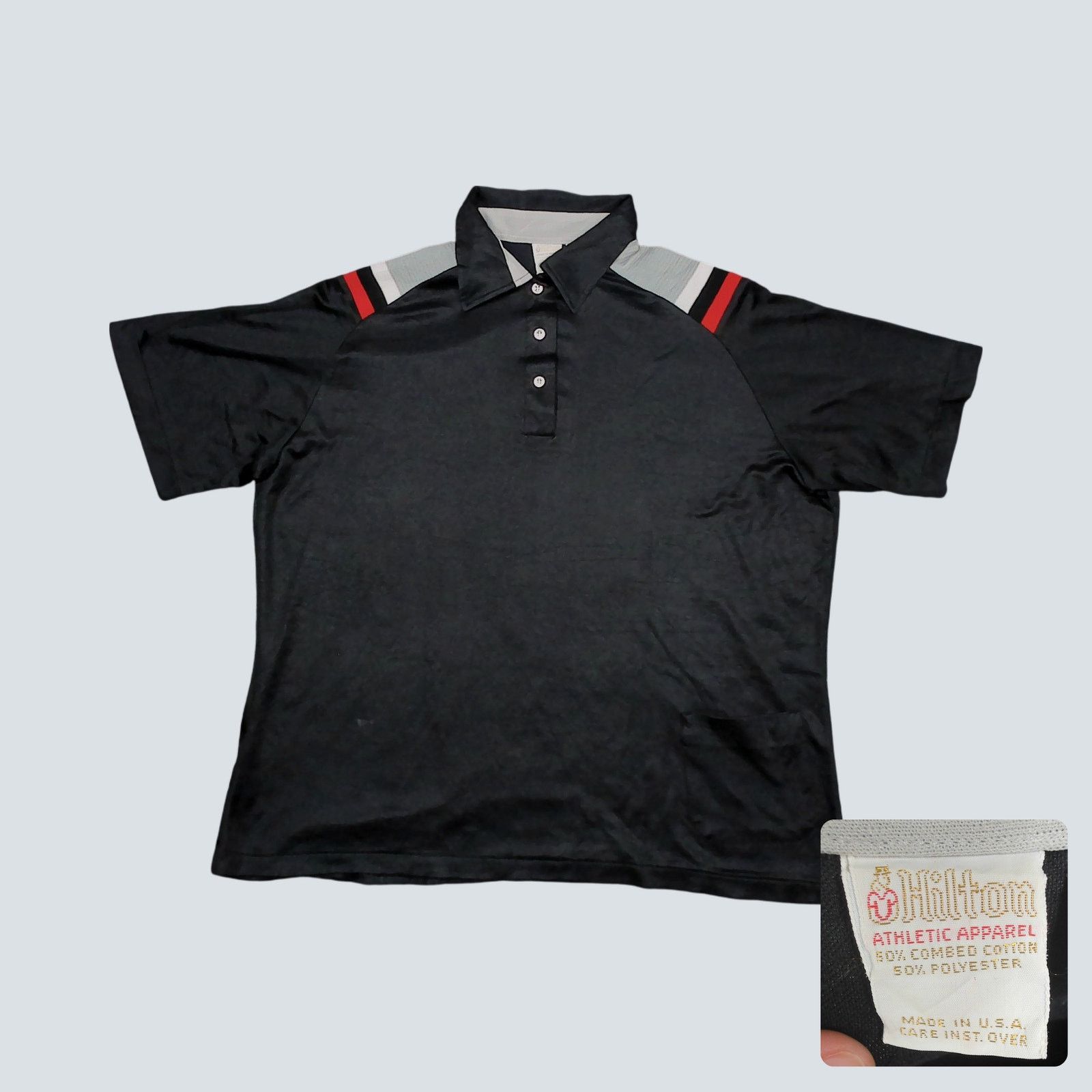 Vintage Hilton x Vintage - 70s Boxy Single Stitch Striped Polo Size US L / EU 52-54 / 3 - 1 Thumbnail
