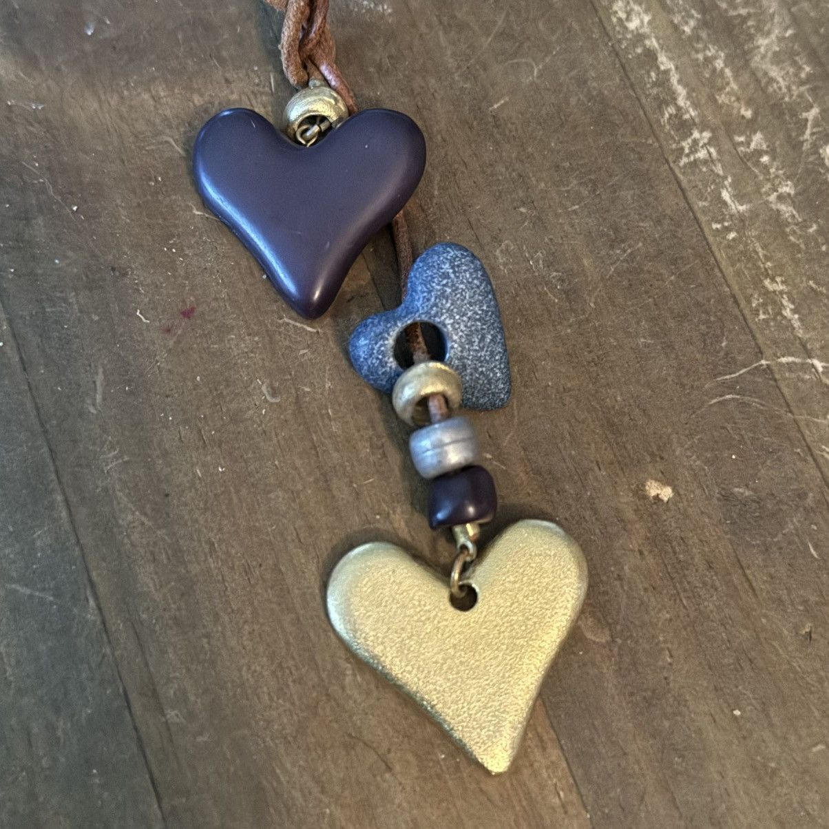 Other Mixed heart pendants leather cord necklace Size ONE SIZE - 3 Thumbnail