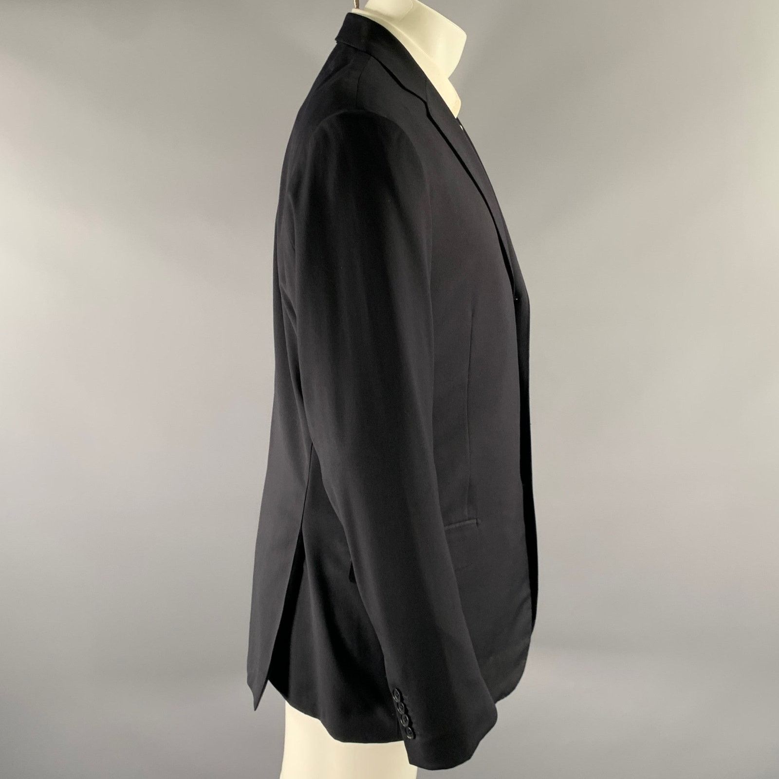 Isaia ISAIA Size 42 Black Wool Notch Lapel Sport Coat Size 42R - 3 Thumbnail