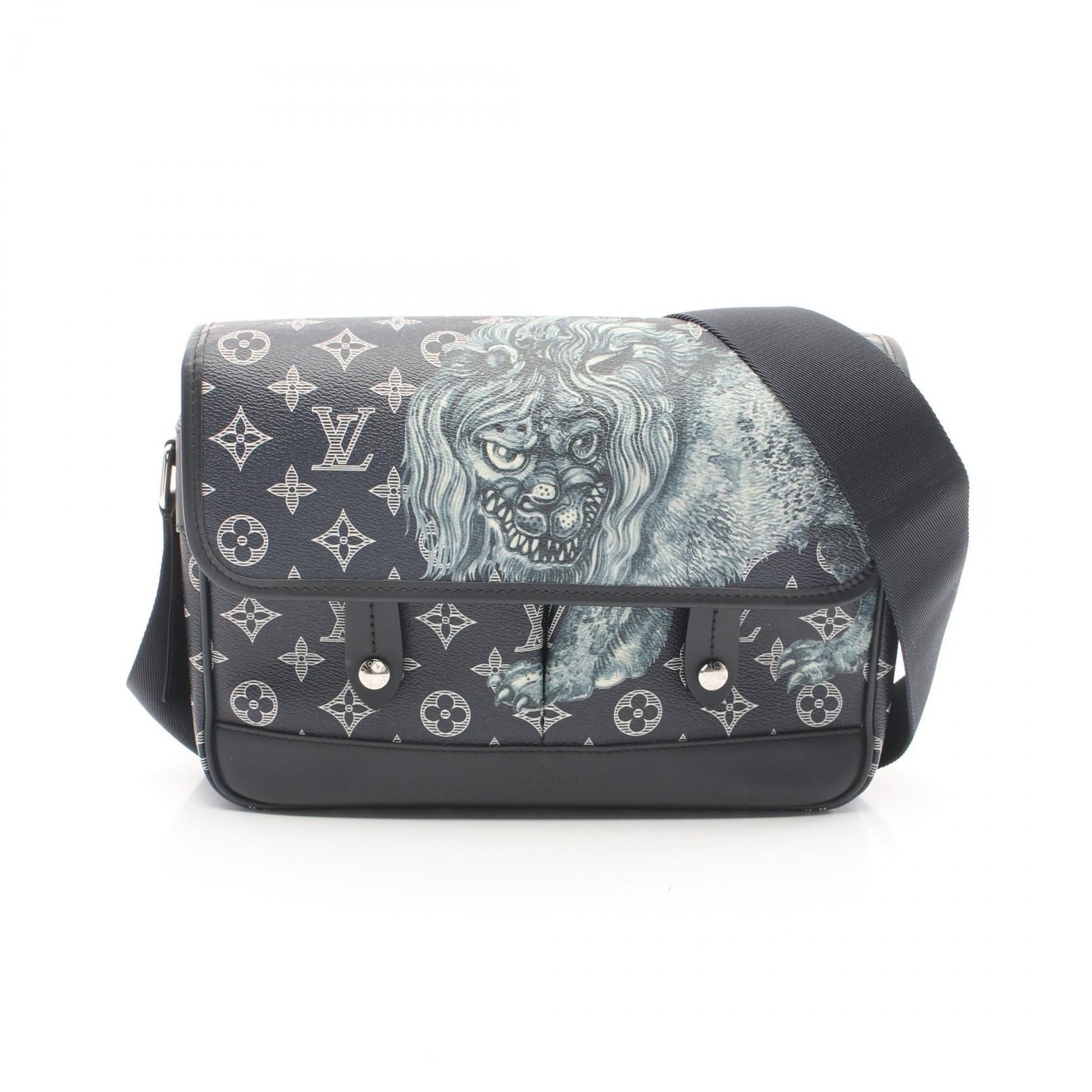 Louis Vuitton Messenger Pm Monogram Savannah Shoulder Bag Leather Navy Blue Gray, Men's