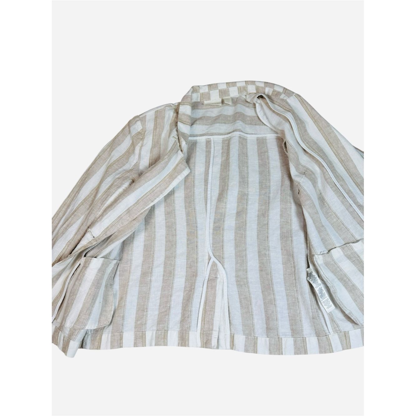 Chicos Chico's Linen Cotton Striped Blazer Size 1 US M Size M / US 6-8 / IT 42-44 - 5 Thumbnail