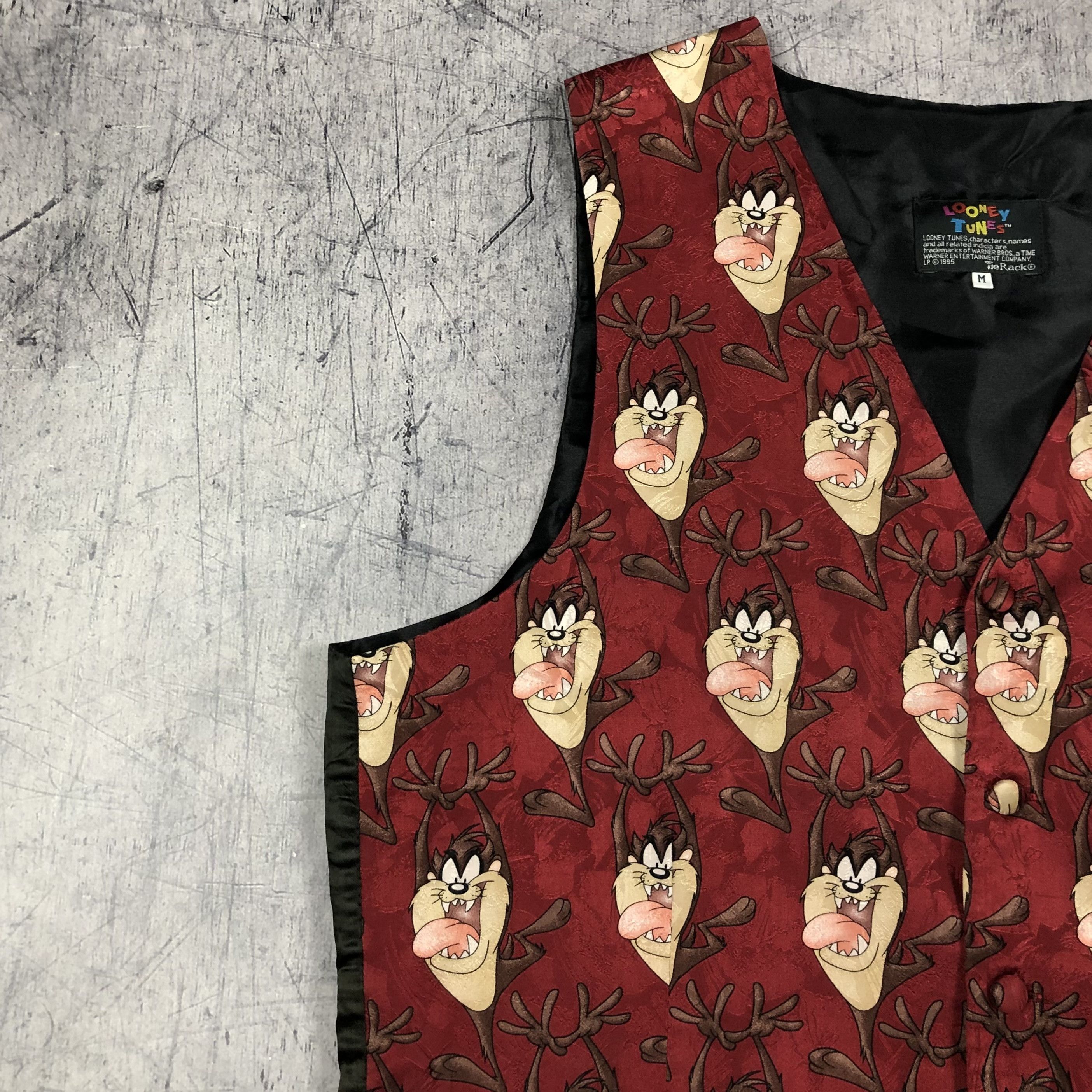 Cartoon Network 1995 Taz Tasmania Devil Looney Tunes Silk Vest Size US M / EU 48-50 / 2 - 4 Thumbnail