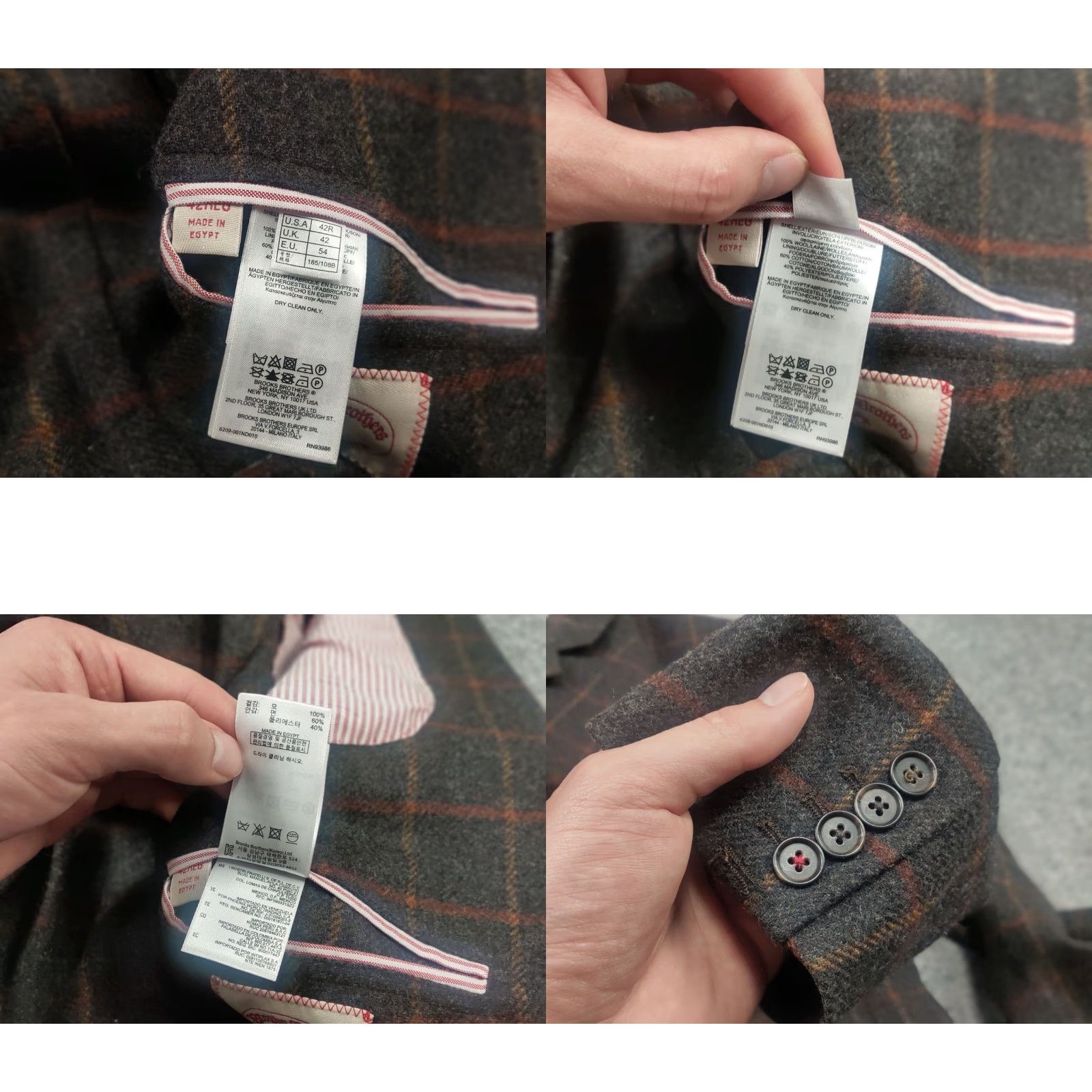 Brooks Brothers Brooks Brothers Blazer Jacket Men Regular Wool Brown Check 2 Button 2 Piece Vintage No XS LX? Size 42R - 10 Thumbnail