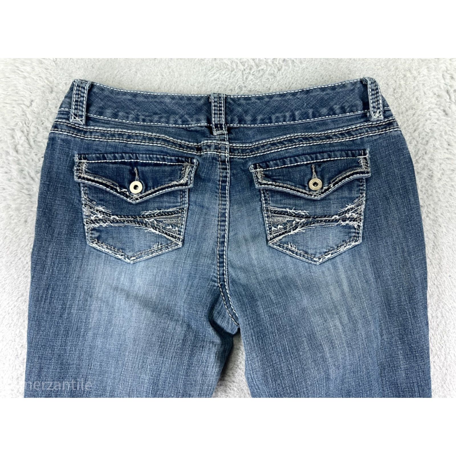 Vintage Maurices Denim Jeans Boots Bootcut 11 Blue Cotton Western Embroidered Womens Regular Size 30 Inseam 28 Moody Rise Low 6.5-8.5in Vintage No Size 32" / US 10 / IT 46 - 3 Thumbnail