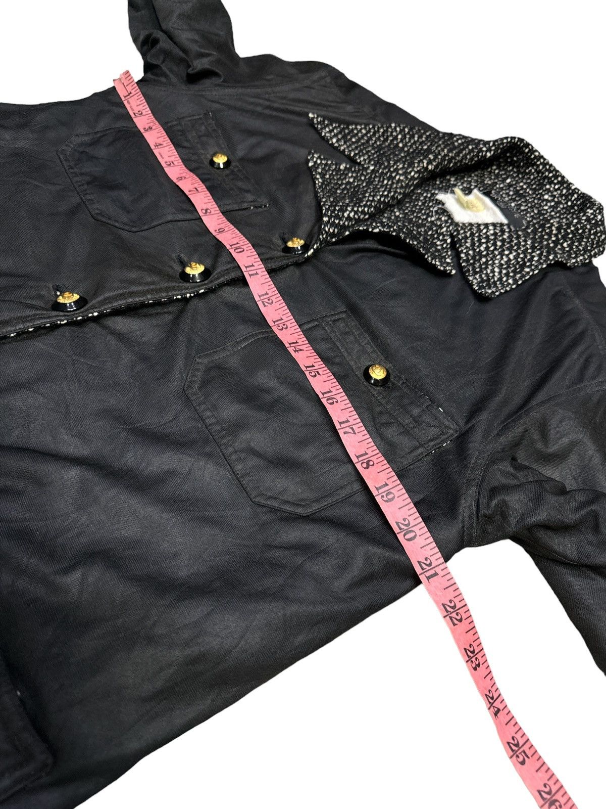 Chanel VINTAGE 1980s DISTRESSED CHANEL WAXED TWEED LINING JACKET Size L / US 10 / IT 46 - 4 Thumbnail