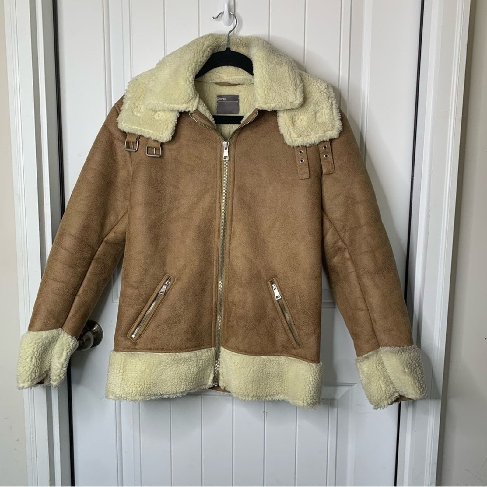 Asos ASOS oversized faux shearling camel aviator coat size XS Size US XS / EU 42 / 0 - 3 Thumbnail