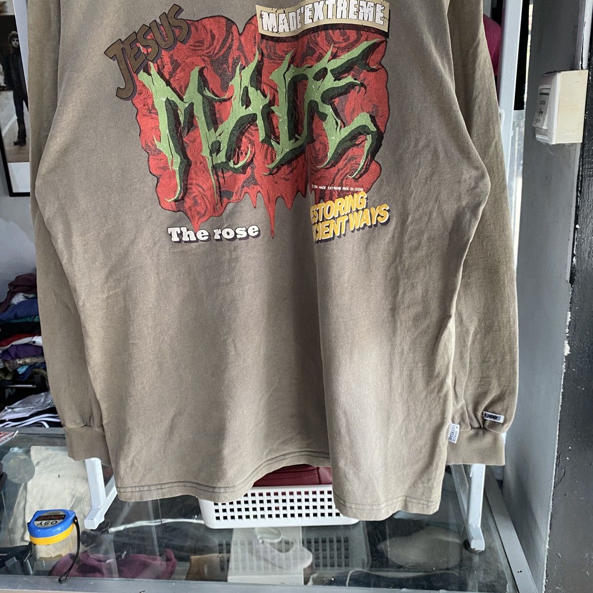 Designer Made Extreme x The Rose T-Shirt Long Sleeve Jesus Printed Size US XL / EU 56 / 4 - 4 Thumbnail