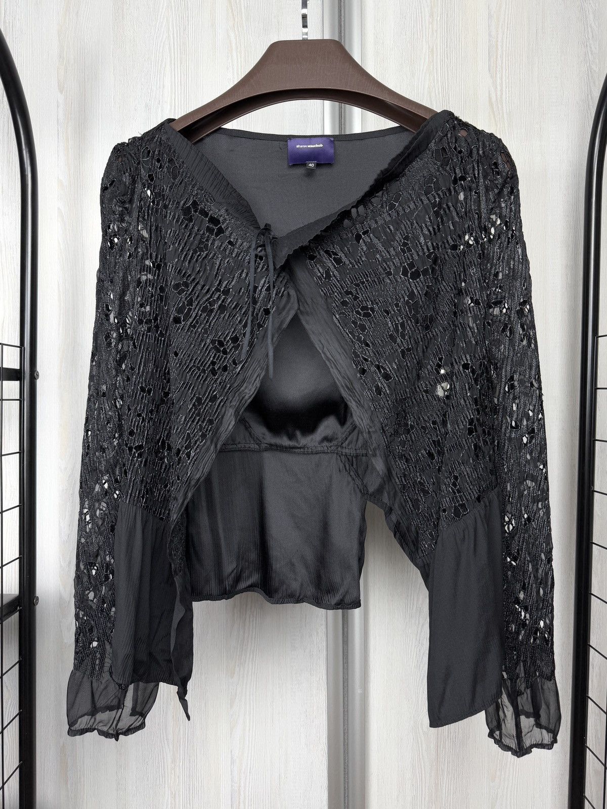 Other Sharon Wauchob 2000s Women’s Black Lace Silk tying up blouse Size M / US 6-8 / IT 42-44 - 2 Thumbnail