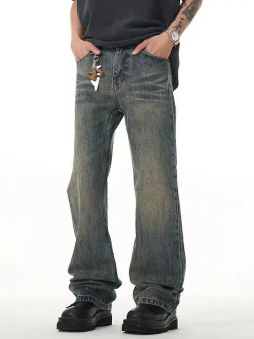 VIBE Washed distressed blue bootcut jeans Size US 32 / EU 48 - 1 Thumbnail