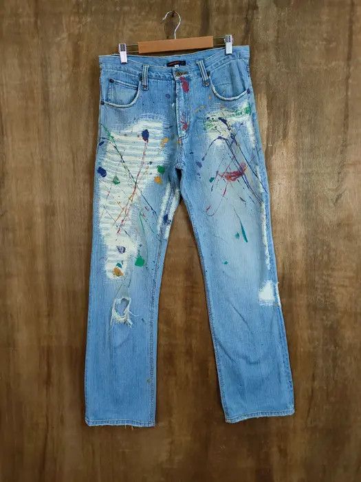 Japanese Brand Exhibitionist Japan distressed sashiko denim #46-754DLL Size US 30 / EU 46 - 1 Thumbnail
