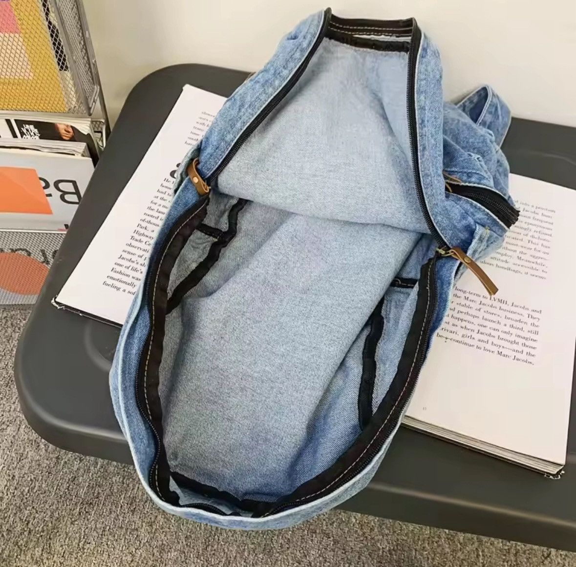 Japanese Brand Denim Fashion Backpacks for School Trend Student Jeans Bag Size ONE SIZE - 4 Thumbnail