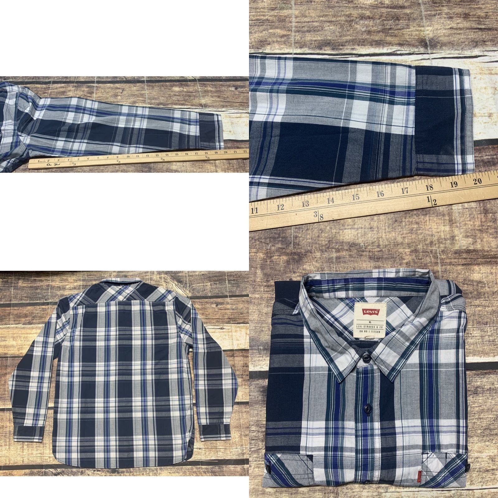 Levi's Levi’s Shirt Mens Button-Down 2 Front Pockets XL Blue Multi-Color Plaid Shirt Mens XL Blue Plaid Size US XL / EU 56 / 4 - 8 Thumbnail
