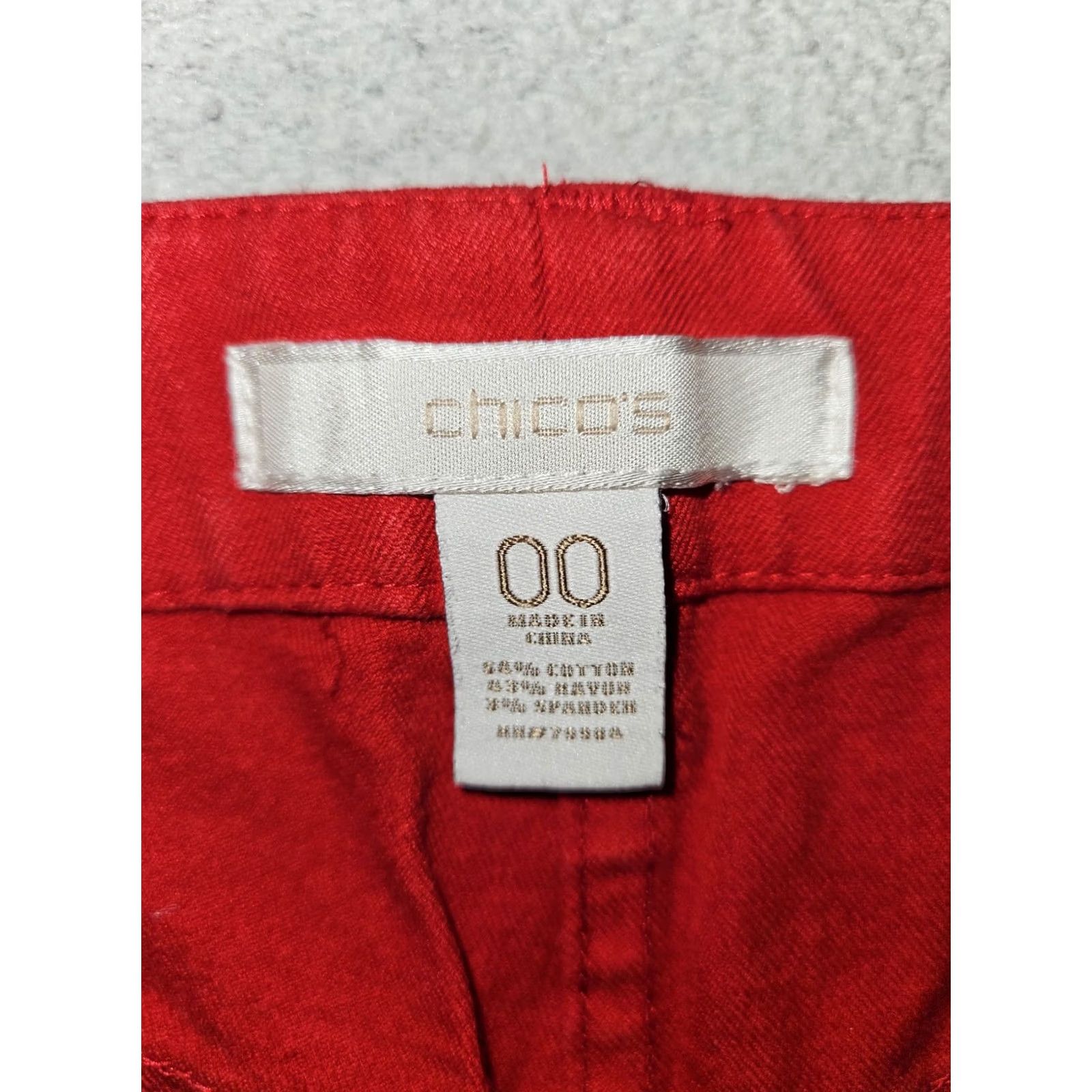 Vintage Chico's Jeans Size 00 Straight Low Rise Red Stretch Back Pockets Casual Workwear Ladies Size 24" / US 00 / IT 34 - 2 Thumbnail