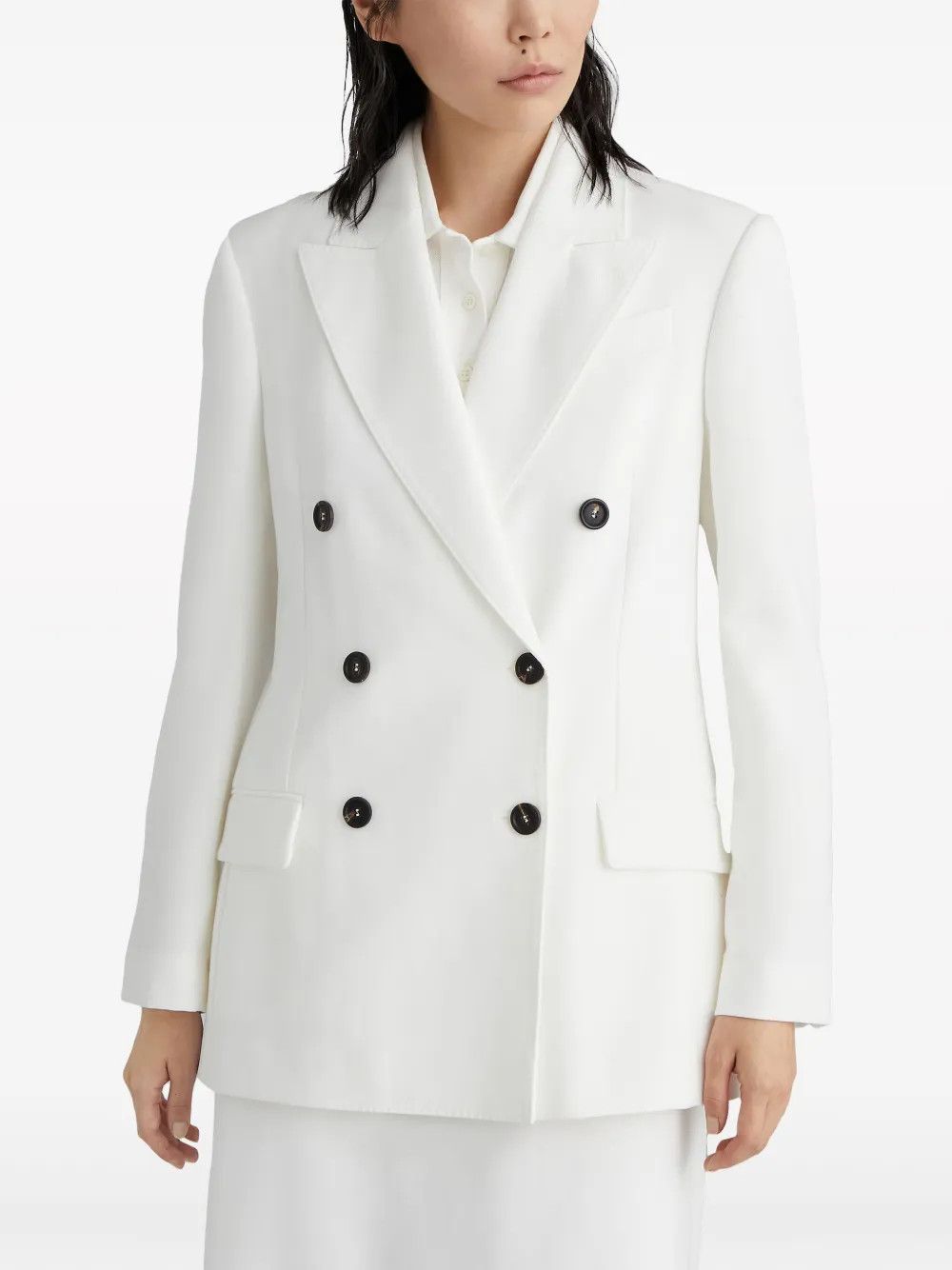 Brunello Cucinelli o1w1db10825 Woven Jacket Wool in Open White Size S / US 4 / IT 40 - 3 Thumbnail
