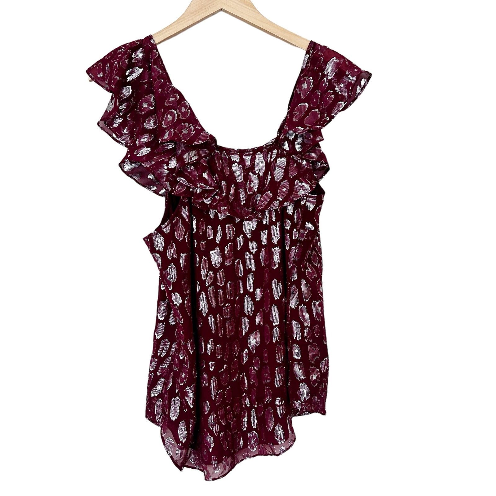 Veronica Beard Veronica Beard Benton Maroon Silk Metallic Blouse Sz 8 Size M / US 6-8 / IT 42-44 - 4 Thumbnail