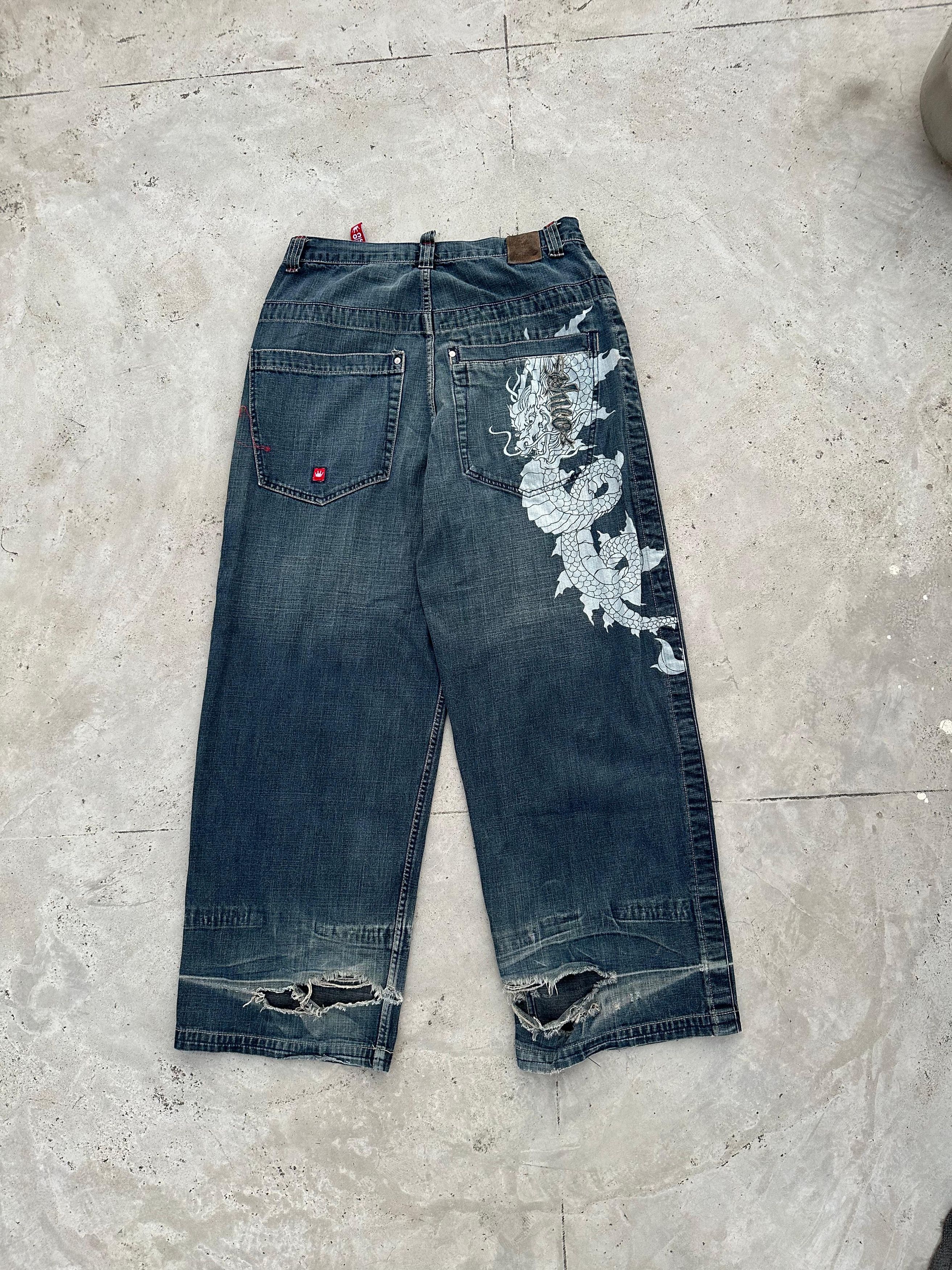 JNCO Vintage Jnco jeans Dragon Wide leg Baggy 34×32 Size US 34 / EU 50 - 1 Thumbnail