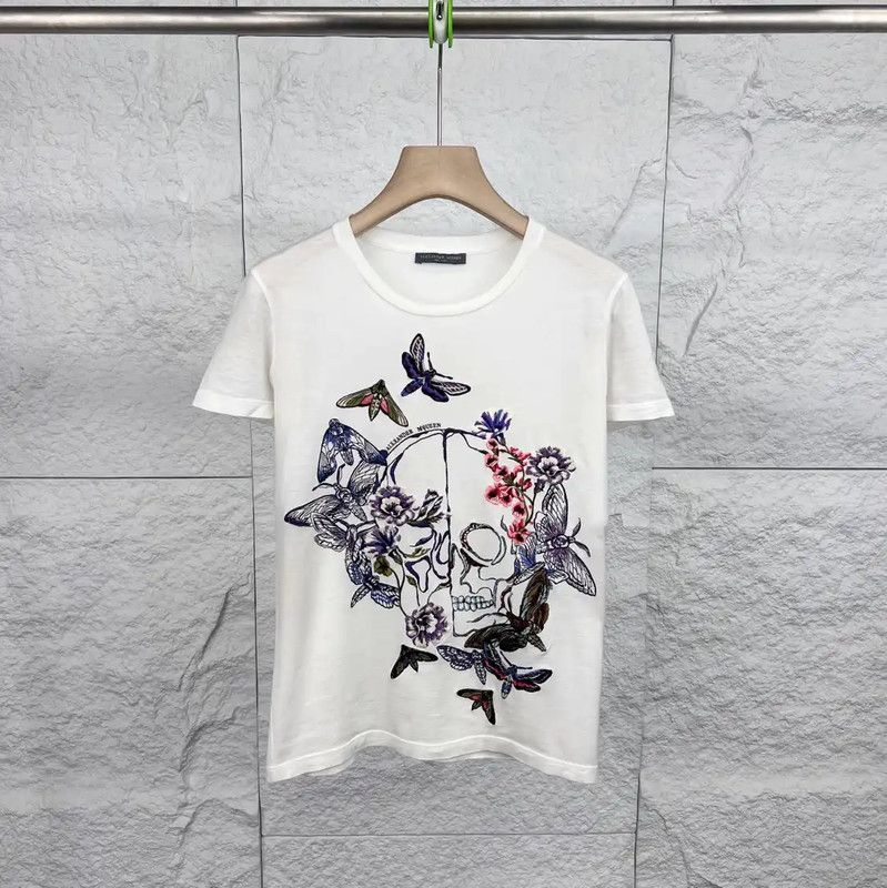 Alexander McQueen Alexander McQueen White Cotton Graphic T-Shirt 0089 Size ONE SIZE - 1 Thumbnail