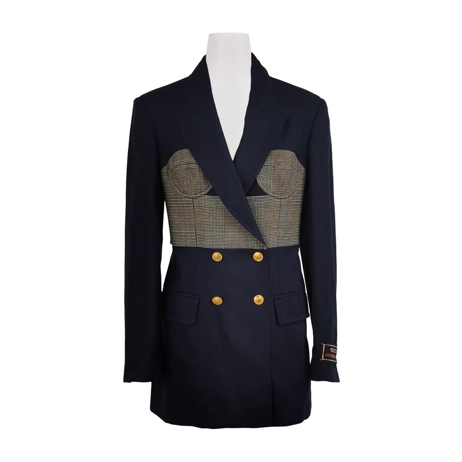 Gucci Gucci Plaid Panel Double-Breasted Blazer Size 36 Size XS / US 0-2 / IT 36-38 - 1 Thumbnail