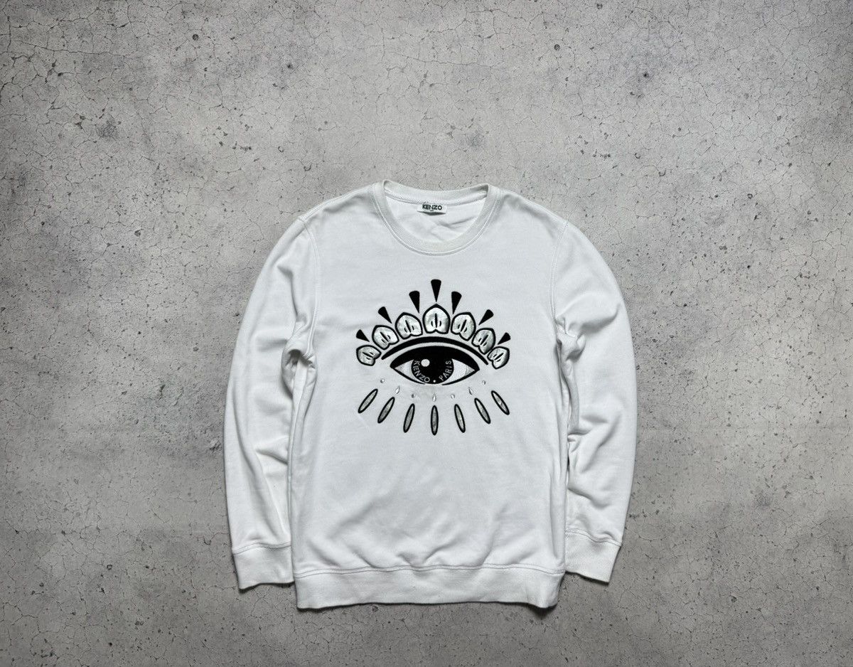 Kenzo Kenzo Eyes Luxury White Sweatshirt Big Logo Rare Size US S / EU 44-46 / 1 - 1 Thumbnail