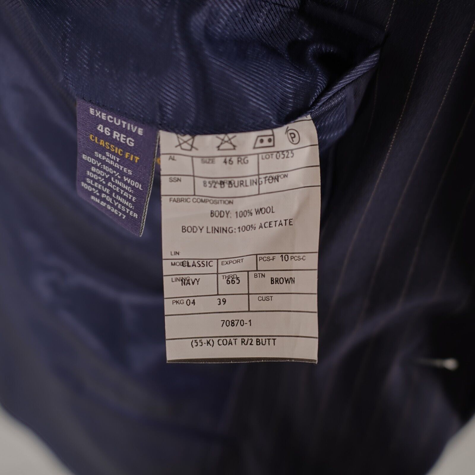 Stafford Stafford Super 100s Wool Blue Striped 2 Piece Suit 44R 37/33 Size 44R - 14 Thumbnail