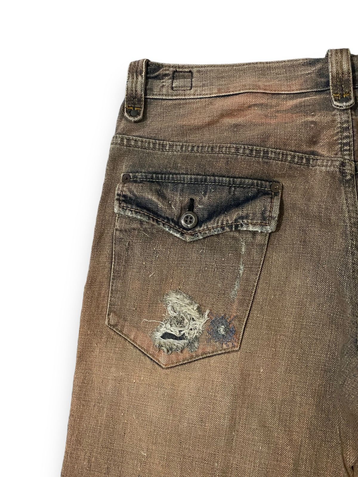 Japanese Brand Japan Bartack Damaged Ripped Bullet Distressed Denim Size US 33 - 16 Thumbnail
