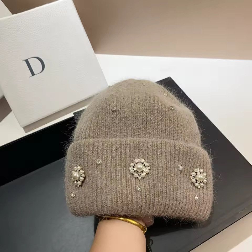 Japanese Brand Beige Pearl Beaded Beanie Size ONE SIZE - 3 Thumbnail