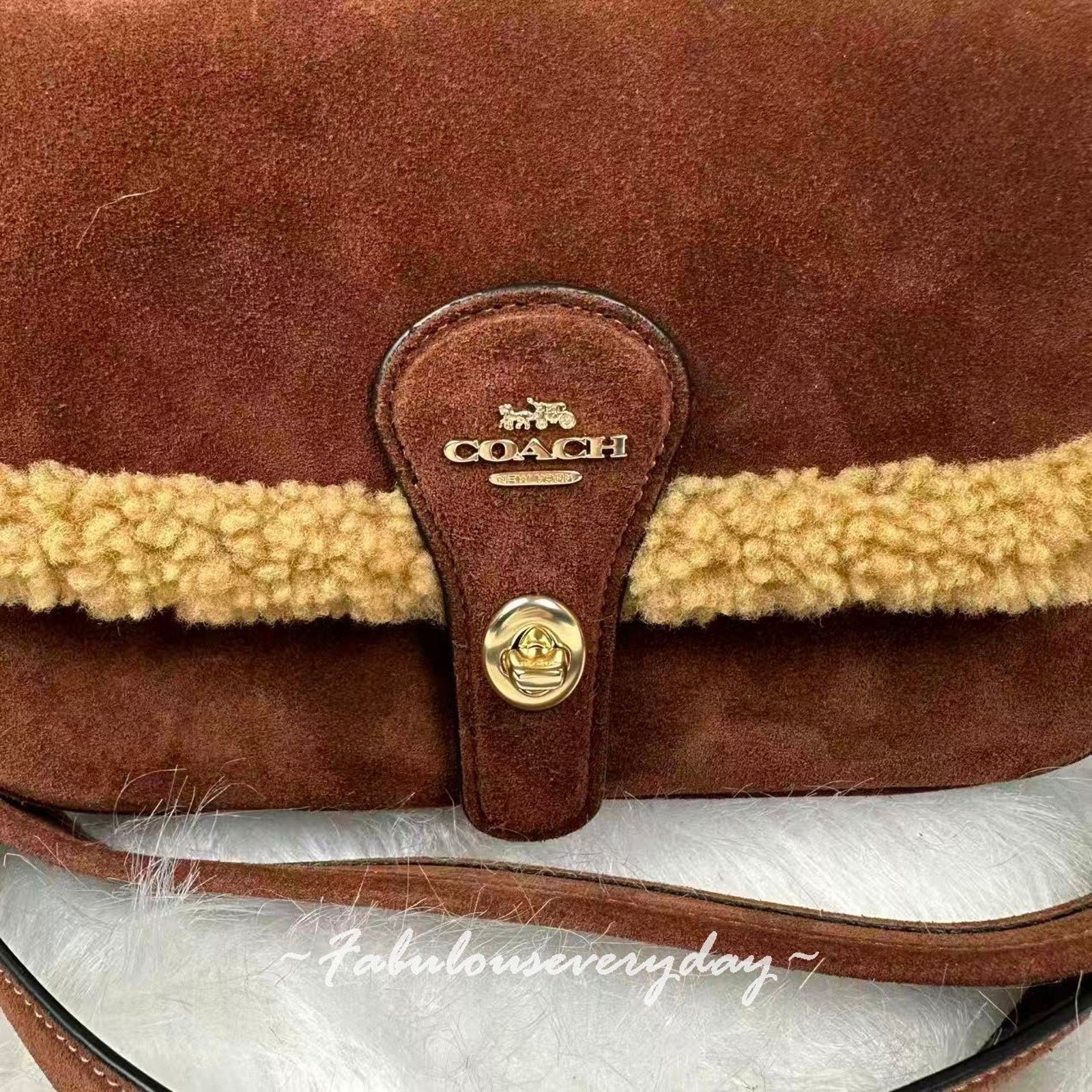 Coach coach Hadley Shoulder xbody Suede/Shearling/ Vintage Brown Size ONE SIZE - 5 Thumbnail