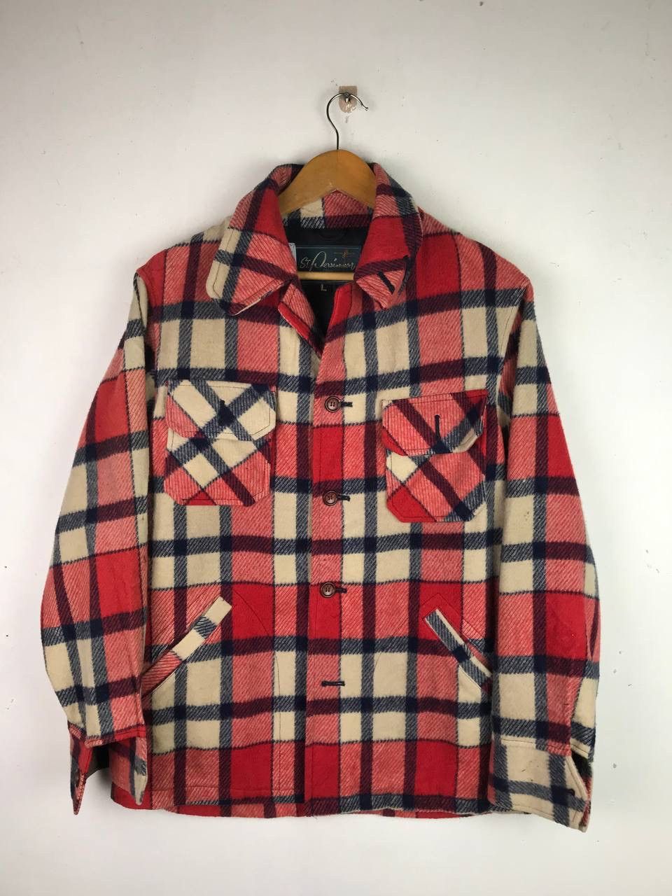Flannel × Vintage Vintage Rare Design Checkered Box Wool Flannel Size US L / EU 52-54 / 3 - 1 Thumbnail