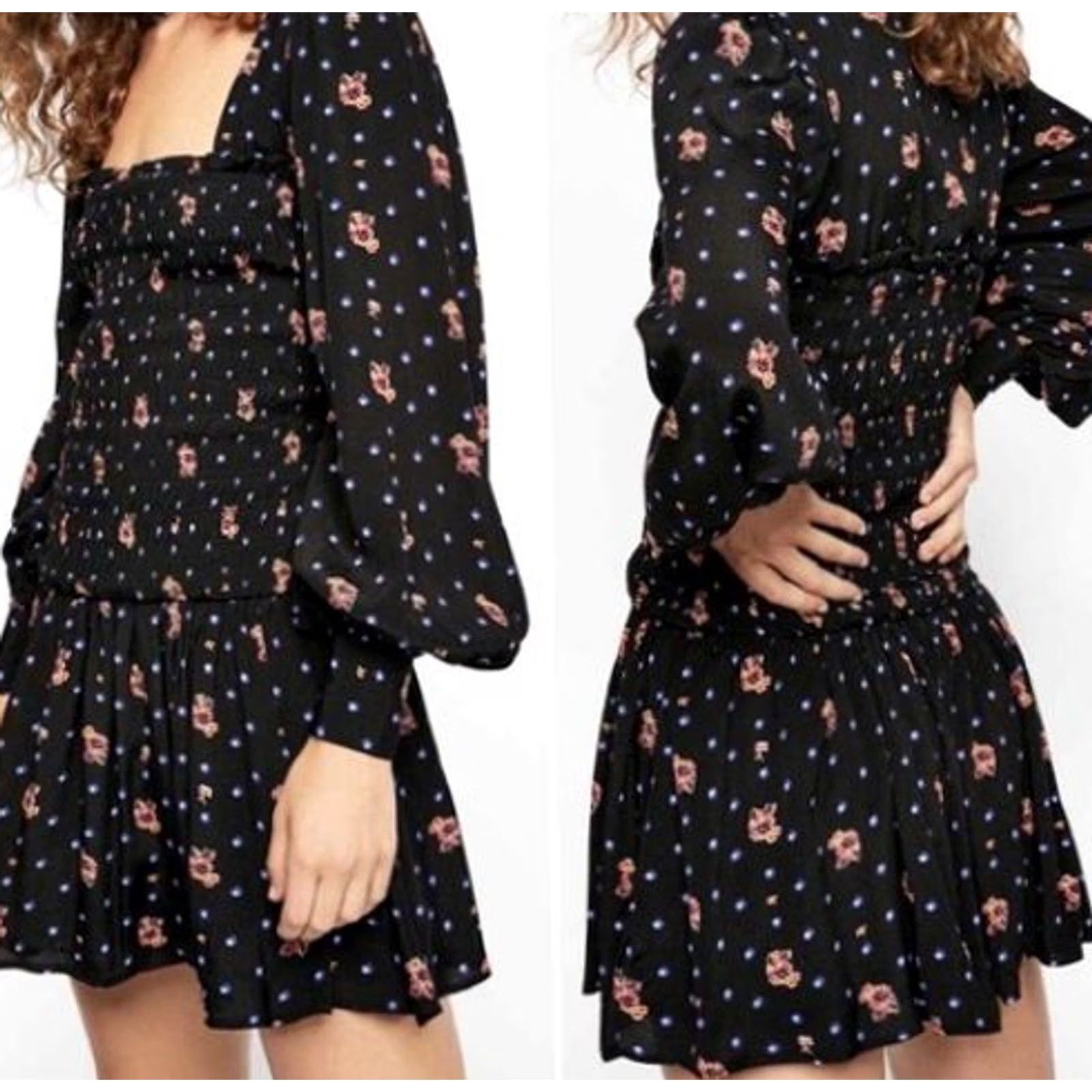 Free People Free People Womens Dress Medium Black Smocked NEW Two Faces Size M / US 6-8 / IT 42-44 - 2 Thumbnail