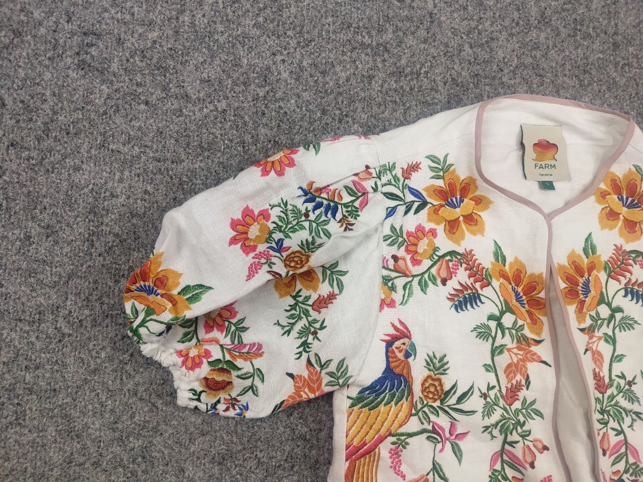 Farm Rio Farm Rio Delicate Forest Scarves Short Linen Blouse Sleeve Size S / US 4 / IT 40 - 6 Thumbnail
