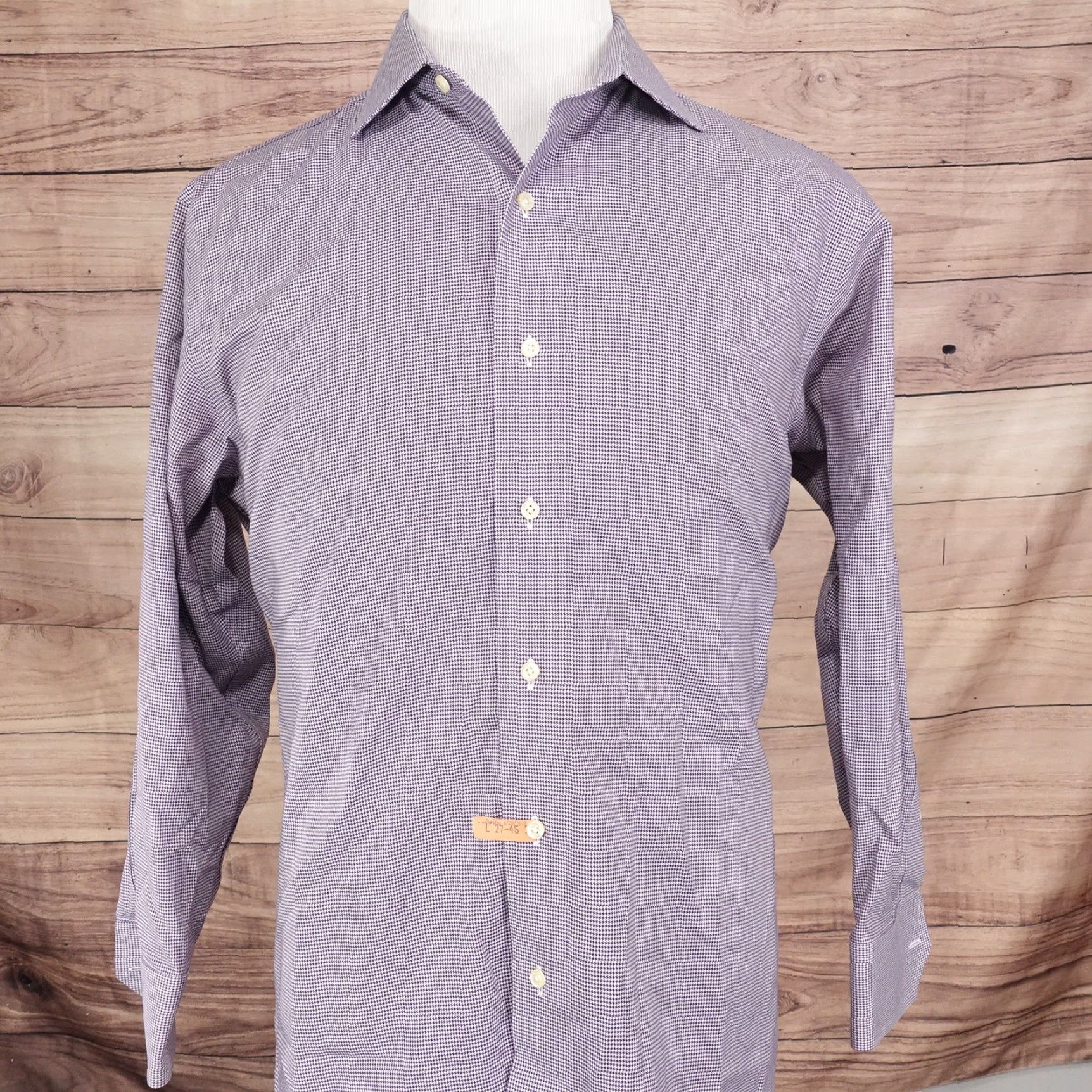 Brooks Brothers Brooks Brothers Regent Non-Iron Purple Houndstooth Dress Shirt Men 16.5 Regular Fit Long Sleeve Business Formal Casual Wedding Size 42R - 3 Thumbnail