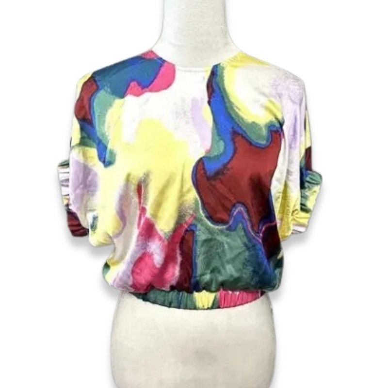 Other Open Edit Satin Blouse Cut Out Back Multicolor Womens M NWOT Size M / US 6-8 / IT 42-44 - 1 Thumbnail