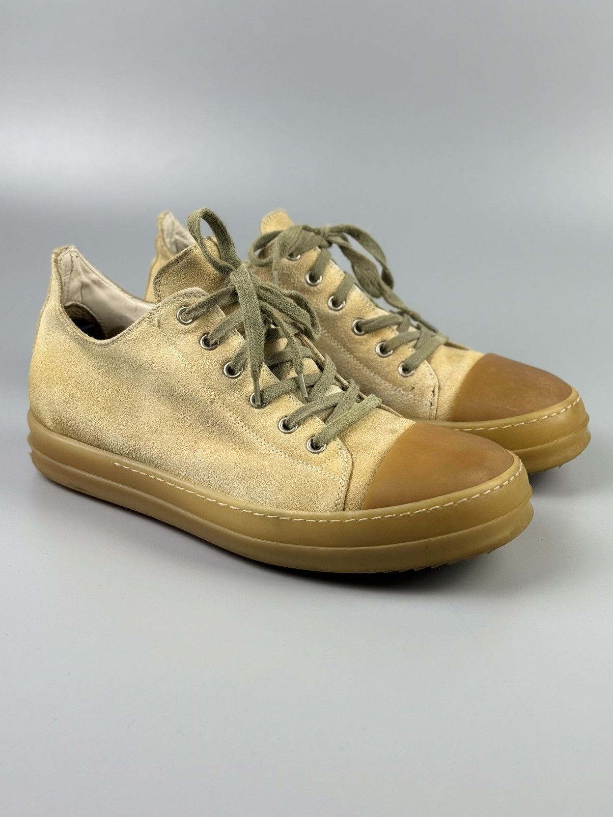 Rick Owens Rick Owens - Gum Sole Suede ‘Ramones’ Low Top Sneakers Size US 8 / EU 41 - 1 Thumbnail