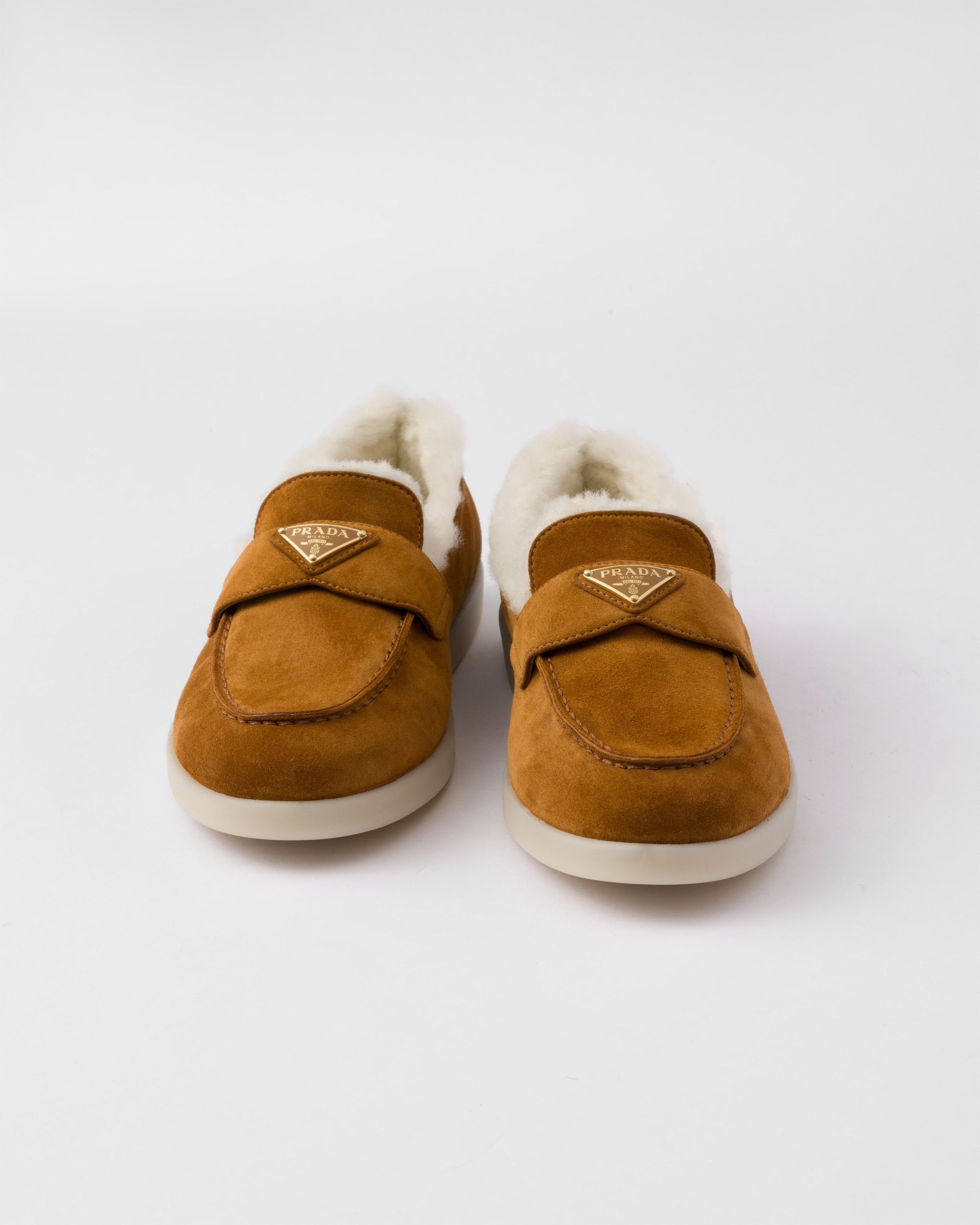 Prada o1la1rc1a0925 Suede and Shearling Loafers in Brown Size US 11 / EU 44 - 6 Thumbnail