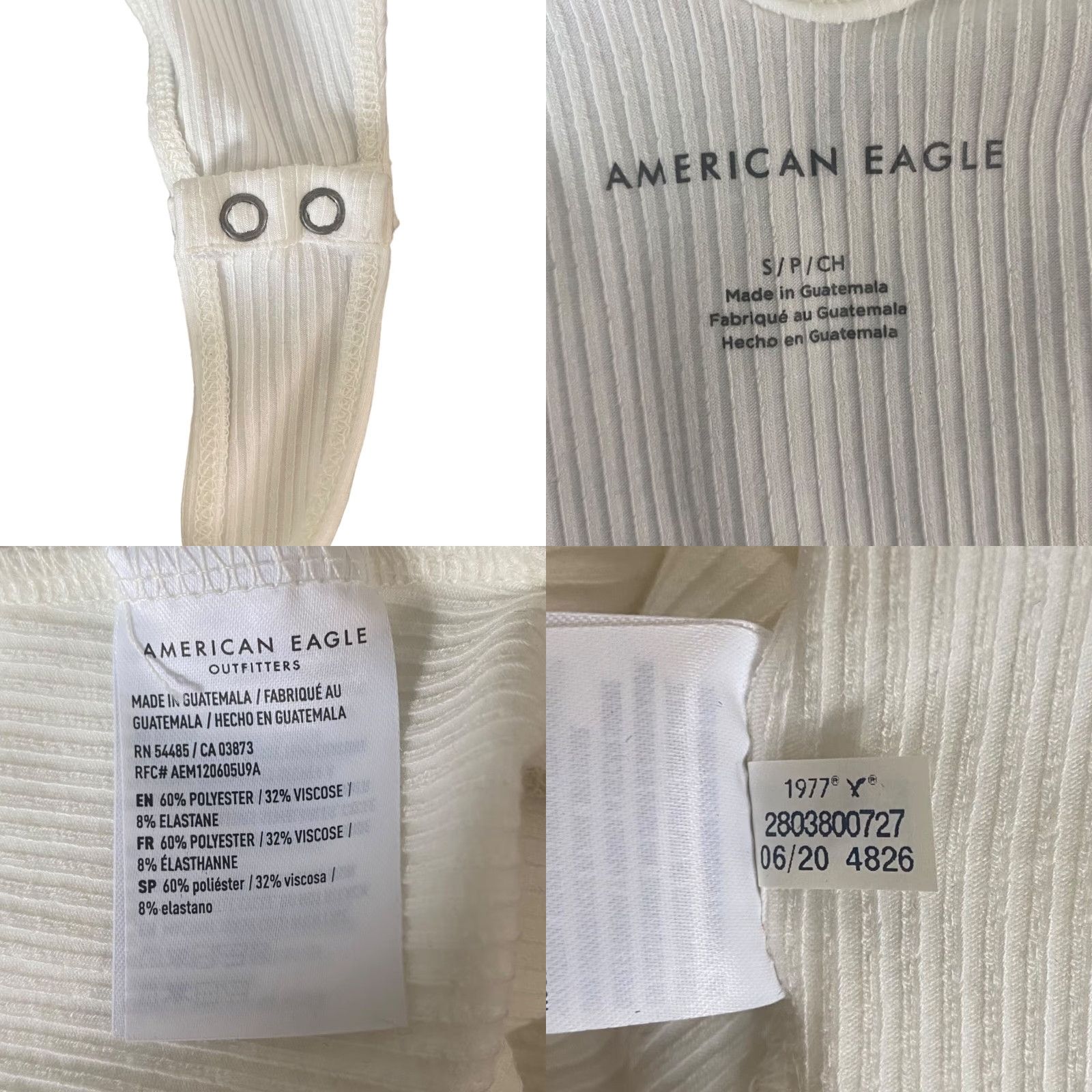 American Eagle Outfitters American Eagle Bodysuit Women Small White V-Neck Ribbed Casual Comfort Fit Size S / US 4 / IT 40 - 8 Thumbnail