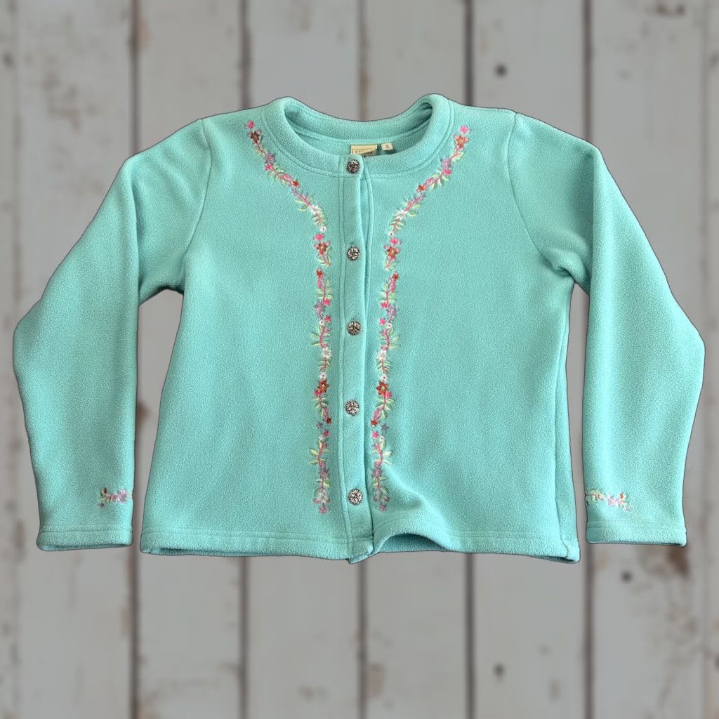 Vintage VINTAGE L.L.Bean Cardigan Crew Neck Fleece Floral Embroidered Blue Women M Casual Plant Size M / US 6-8 / IT 42-44 - 1 Thumbnail