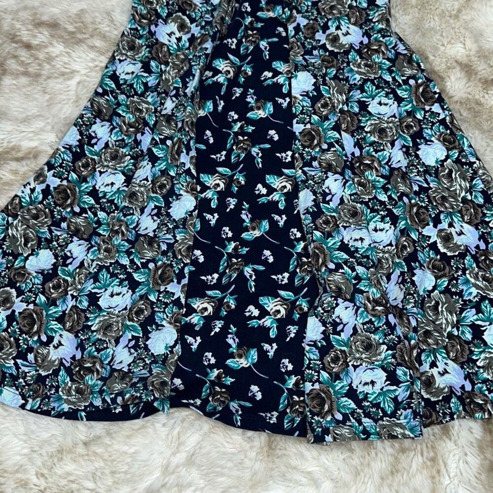Asos ASOS Blue Cool Tone Floral Skater A-Line Dress | Sz 4 Size S / US 4 / IT 40 - 3 Thumbnail