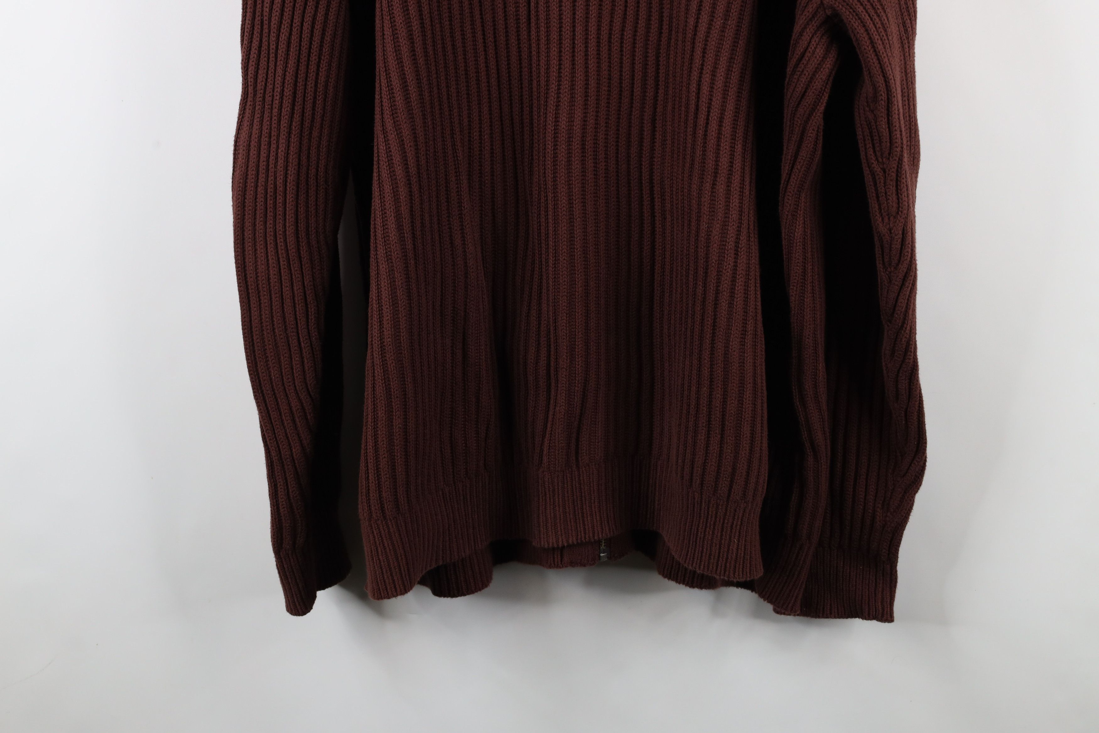 L.L. Bean × Vintage Vintage LL Bean Chunky Ribbed Knit Full Zip Sweater Burgundy Size US XXL / EU 58 / 5 - 12 Thumbnail