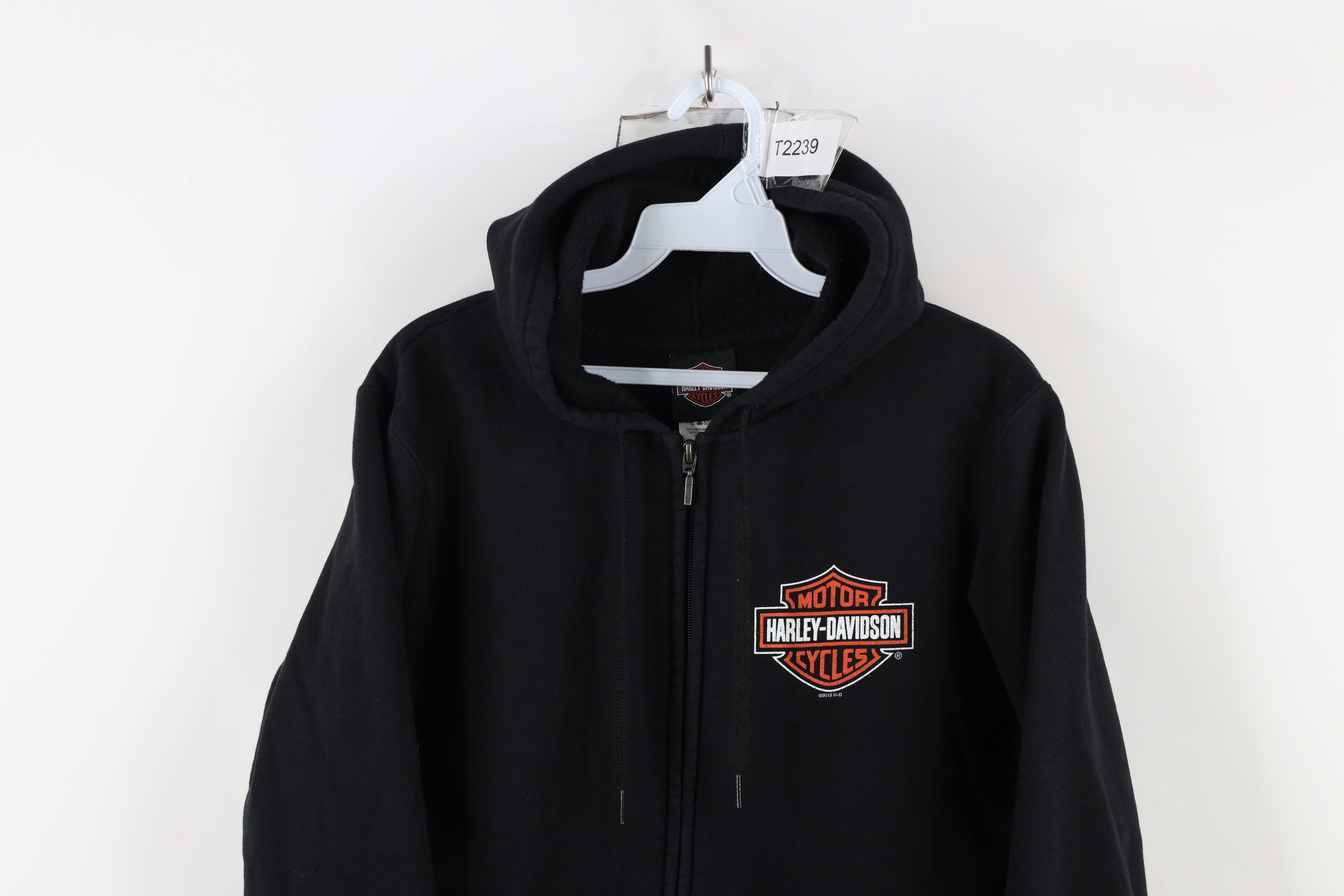 Harley Davidson × Vintage Vintage Y2K Harley Davidson Spell Out Full Zip Hoodie Black Size M / US 6-8 / IT 42-44 - 2 Thumbnail