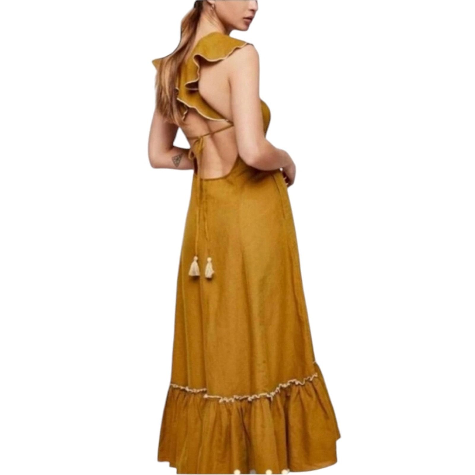Free People Free People Anika Midi Linen Dress Small Size S / US 4 / IT 40 - 2 Thumbnail