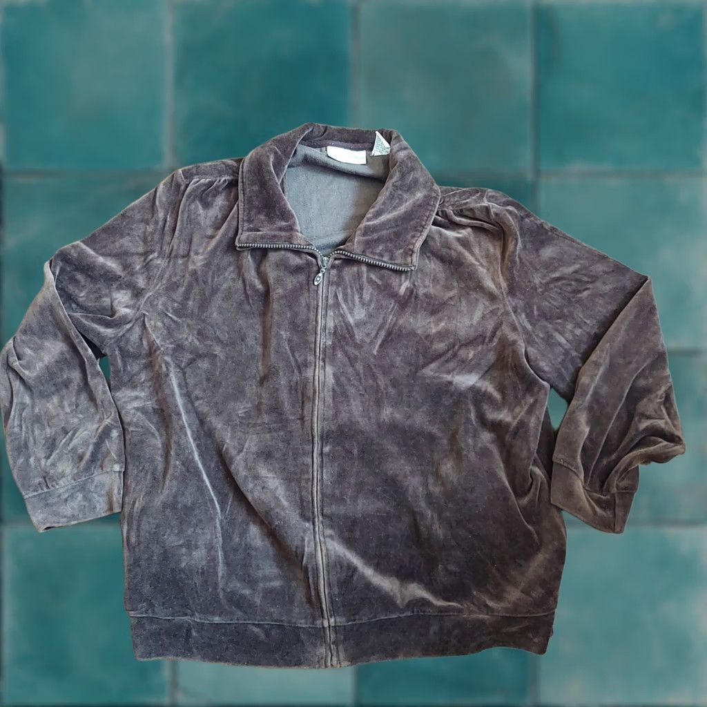 Vintage Drapers & Damons Petites Velour Sweater Jacket Brown Long Sleeve Zip PXL Womens Regular Casual Size XL / US 12-14 / IT 48-50 - 1 Thumbnail