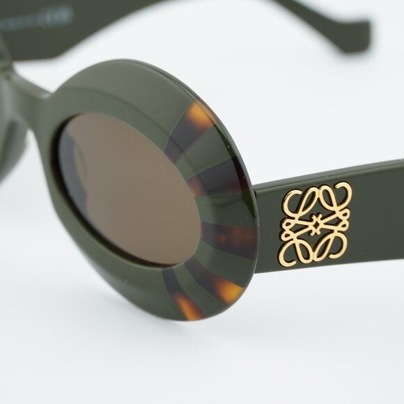 Loewe Loewe LW40091I 96E Sunglasses Havanan/Green Oval Frame Size ONE SIZE - 8 Thumbnail