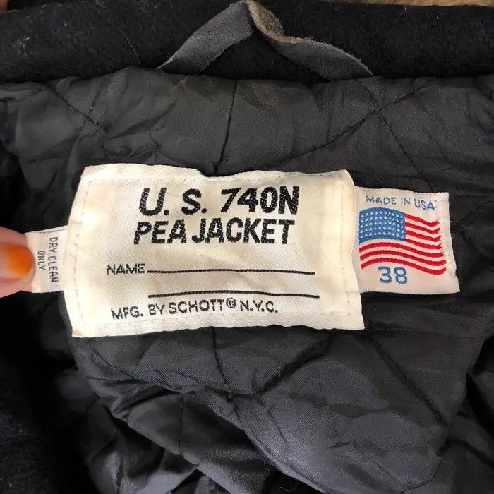 Schott Vtg 90’ SCHOTT NYC 740N Pea Coat Jacket Made In USA Heavy Size L / US 10 / IT 46 - 6 Thumbnail