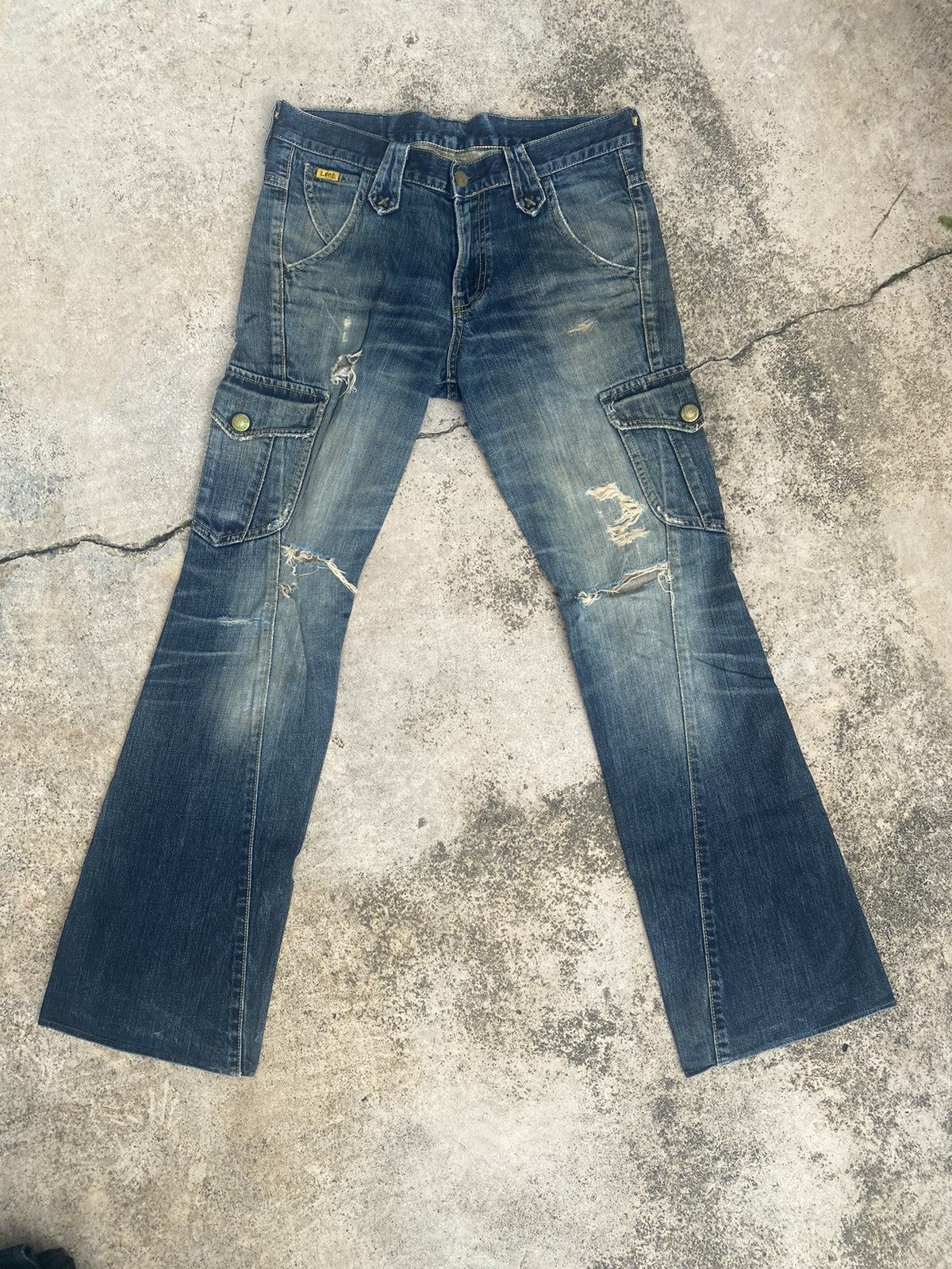 If Six Was Nine × Lee × Vintage Flare Jeans Lee Distressed Faded Bootcut Size US 31 - 3 Thumbnail