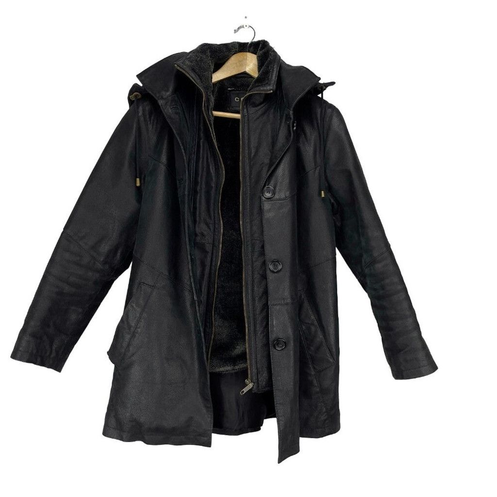 Vintage VINTAGE Fleece Lined Hooded Cruze Leather Black Jacket Size US S / EU 44-46 / 1 - 2 Thumbnail